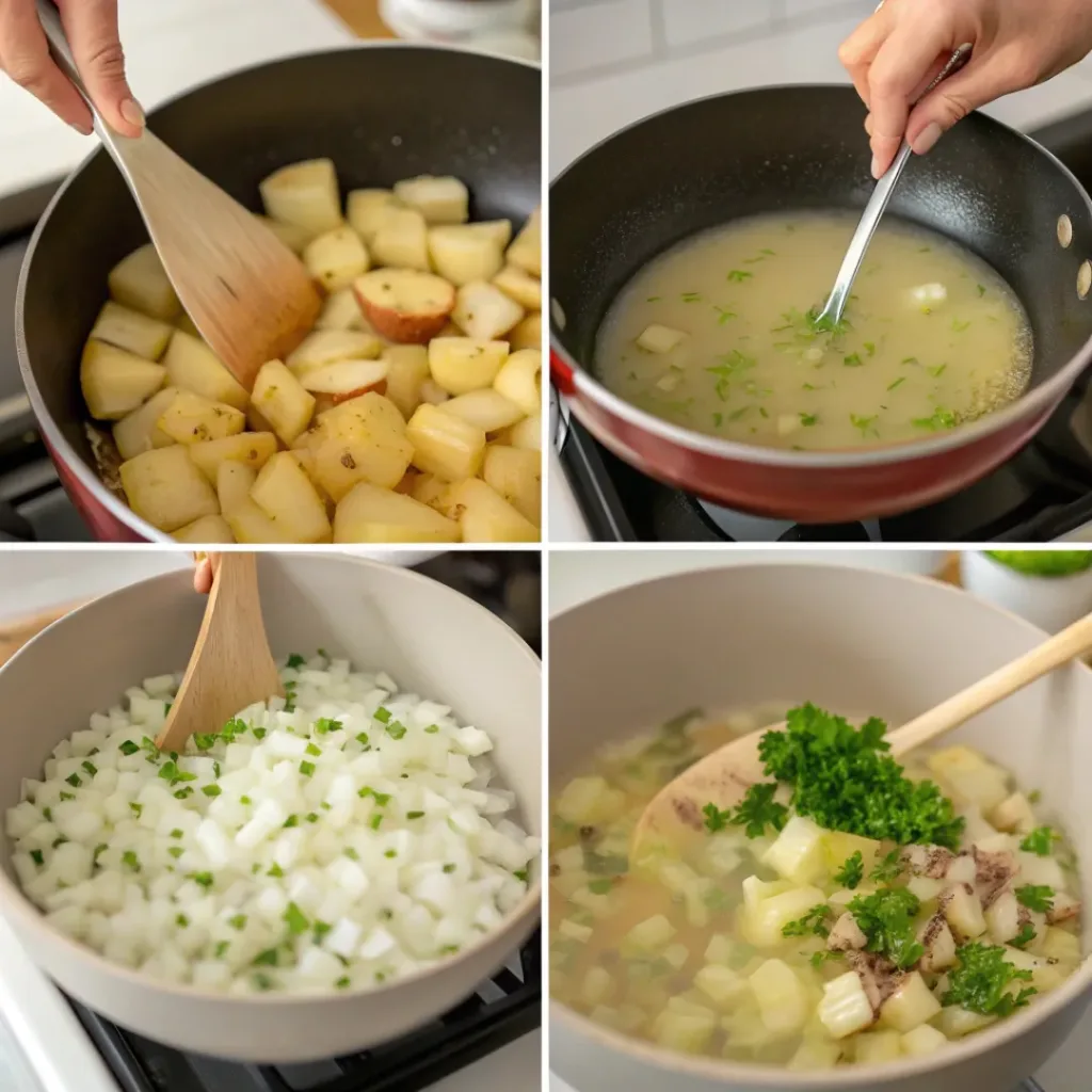 Cajun Potato Soup – Creamy, Spicy Comfort in a Bowl 7 Collage showing steps to prepare Cajun Potato Soup