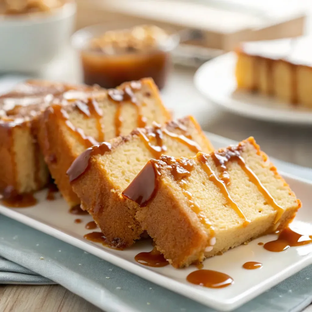 Caramel butterscotch pound cake served with coffee or tea