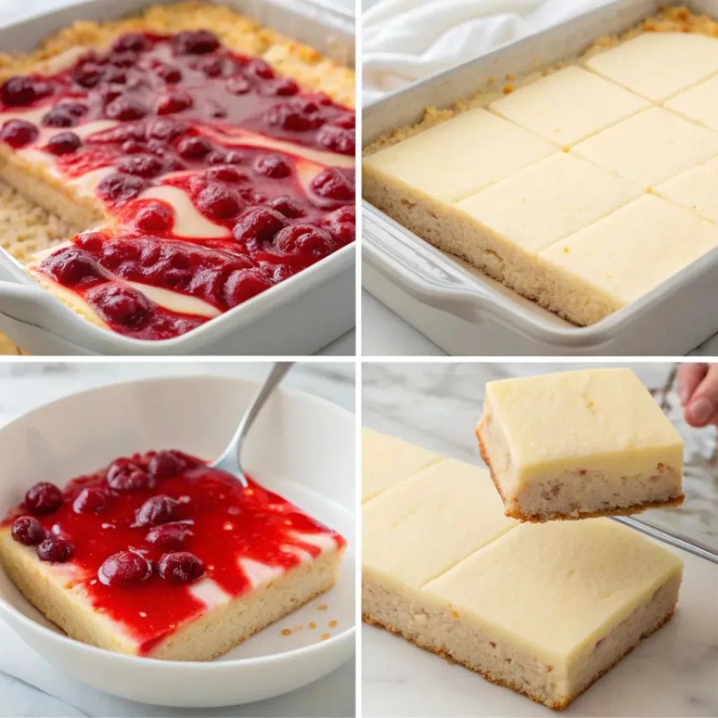 Cherry Cheesecake Bars – Creamy, Fruity, and Irresistible 7 Collage of making Cherry Cheesecake Bars