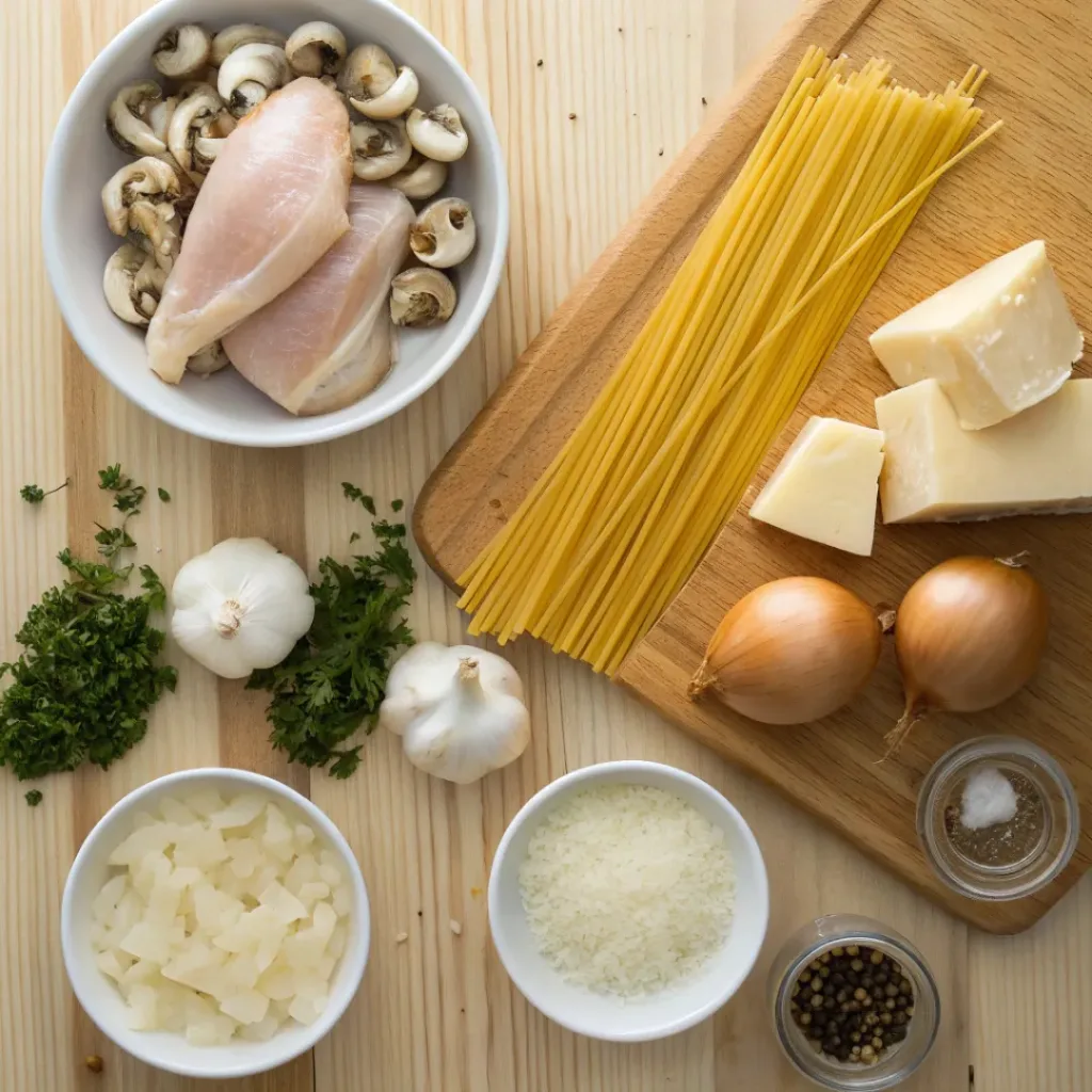 Ingredients for Chicken Tetrazzini