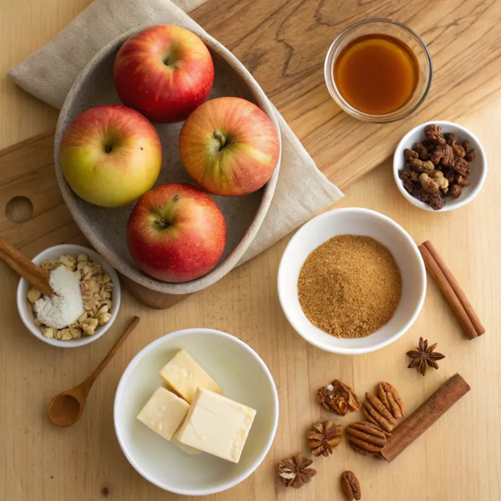 Cinnamon Baked Apples – Warm and Cozy Dessert 6 Flat lay of ingredients for baked cinnamon apples
