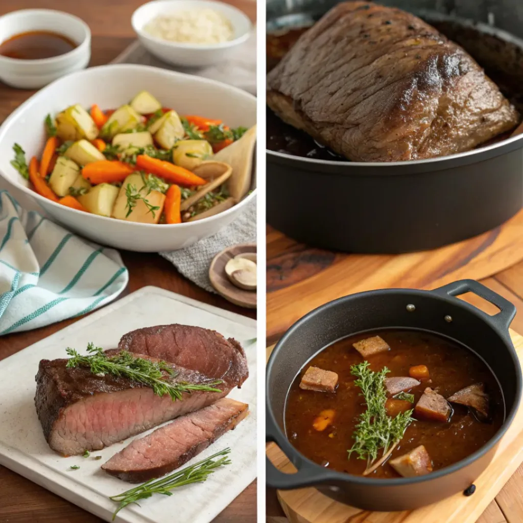 Classic Pot Roast – Tender, Flavorful Comfort Meal 7 Step-by-step collage showing how to cook classic pot roast
