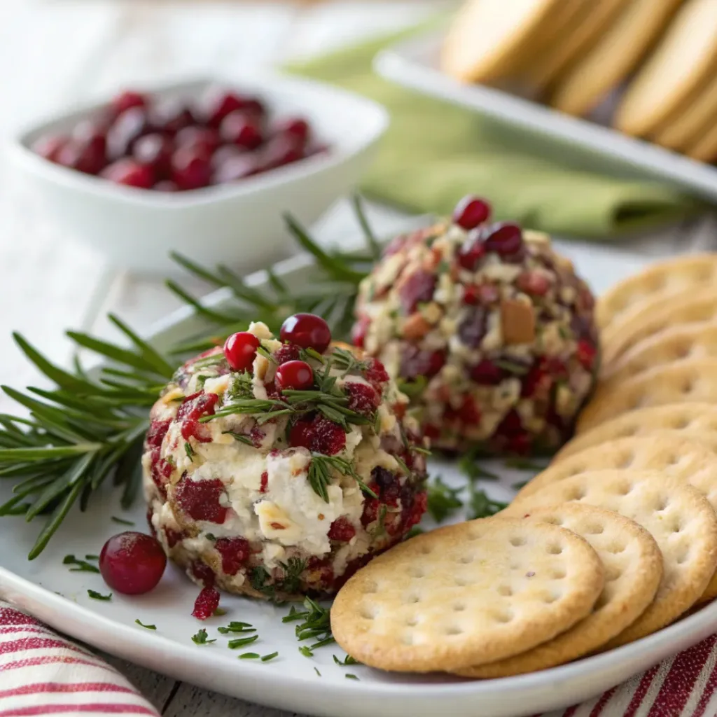 Cranberry Pecan Goat Cheese Balls 8 Goat cheese balls served with crackers and fresh herbs