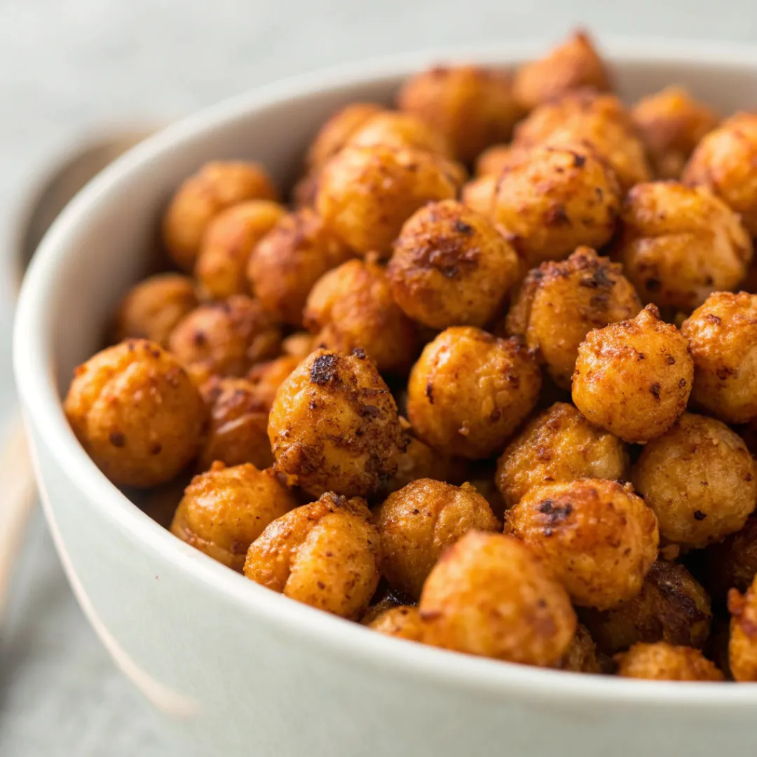 Collage showing steps to make Crispy Roasted Chickpeas