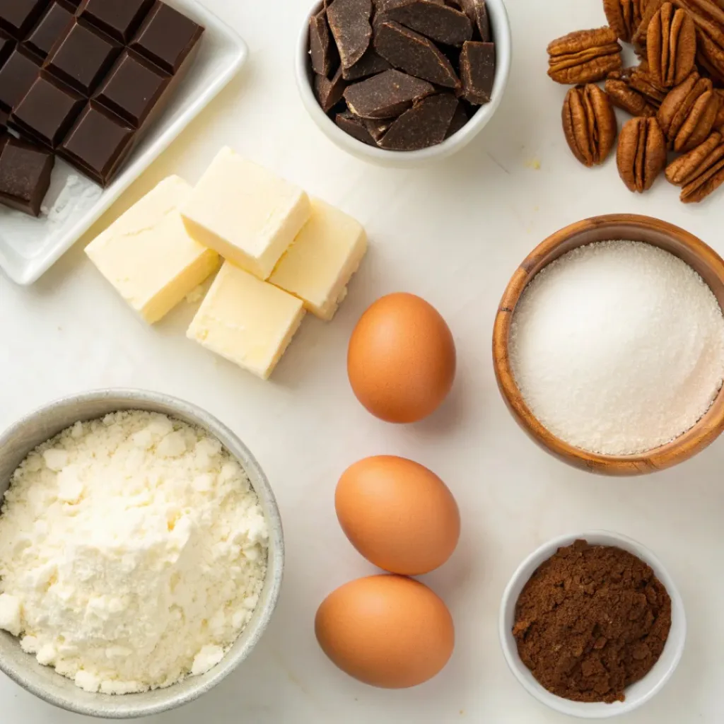 Flat lay of ingredients for making German Chocolate Bars