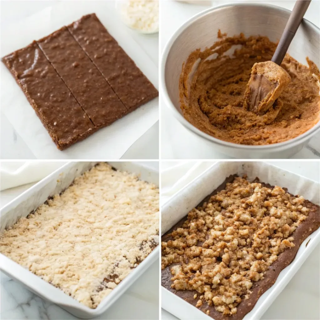Collage showing steps of making German Chocolate Bars