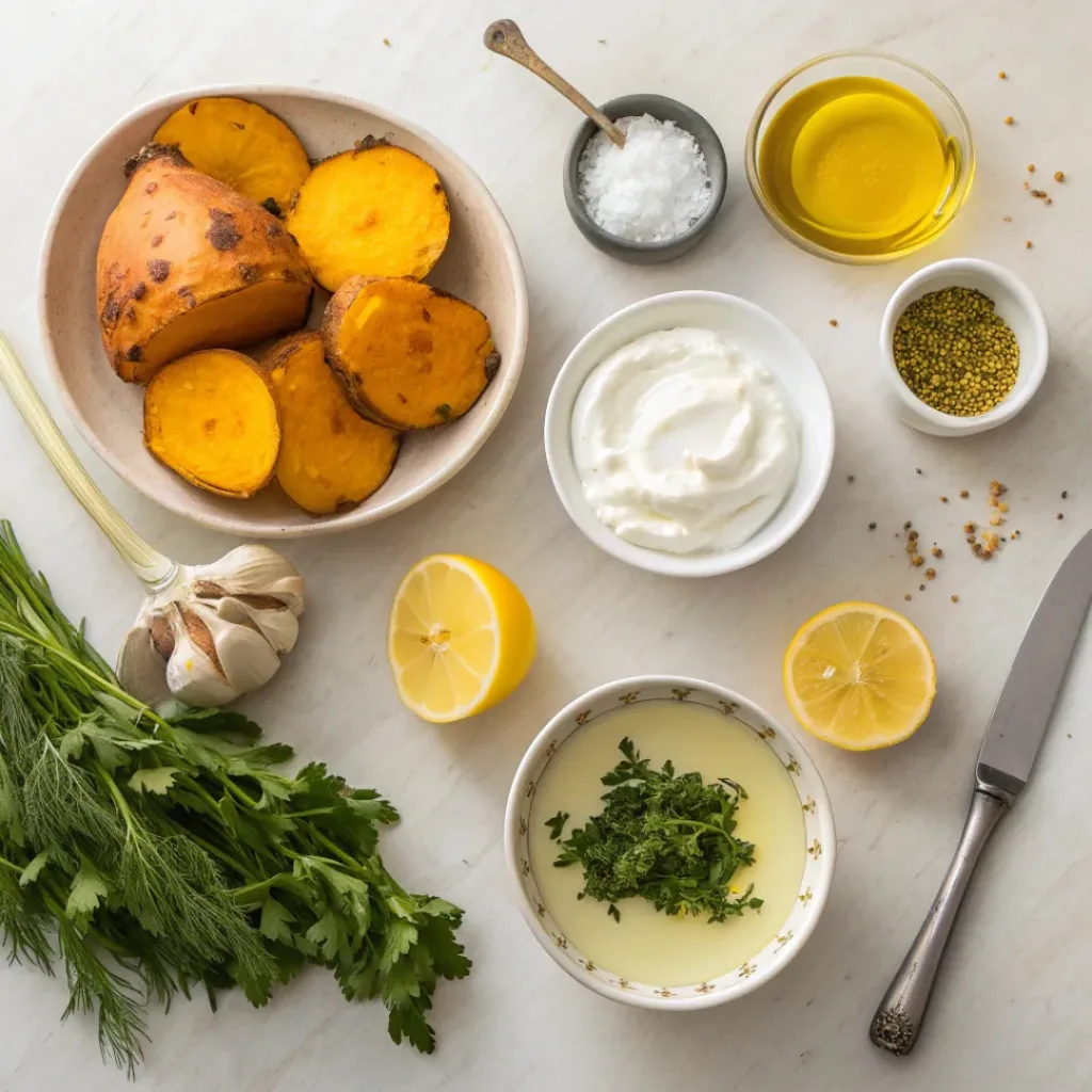 Golden Beet Dip – Vibrant, Healthy & Creamy 6 Flat lay of ingredients for Golden Beet Dip