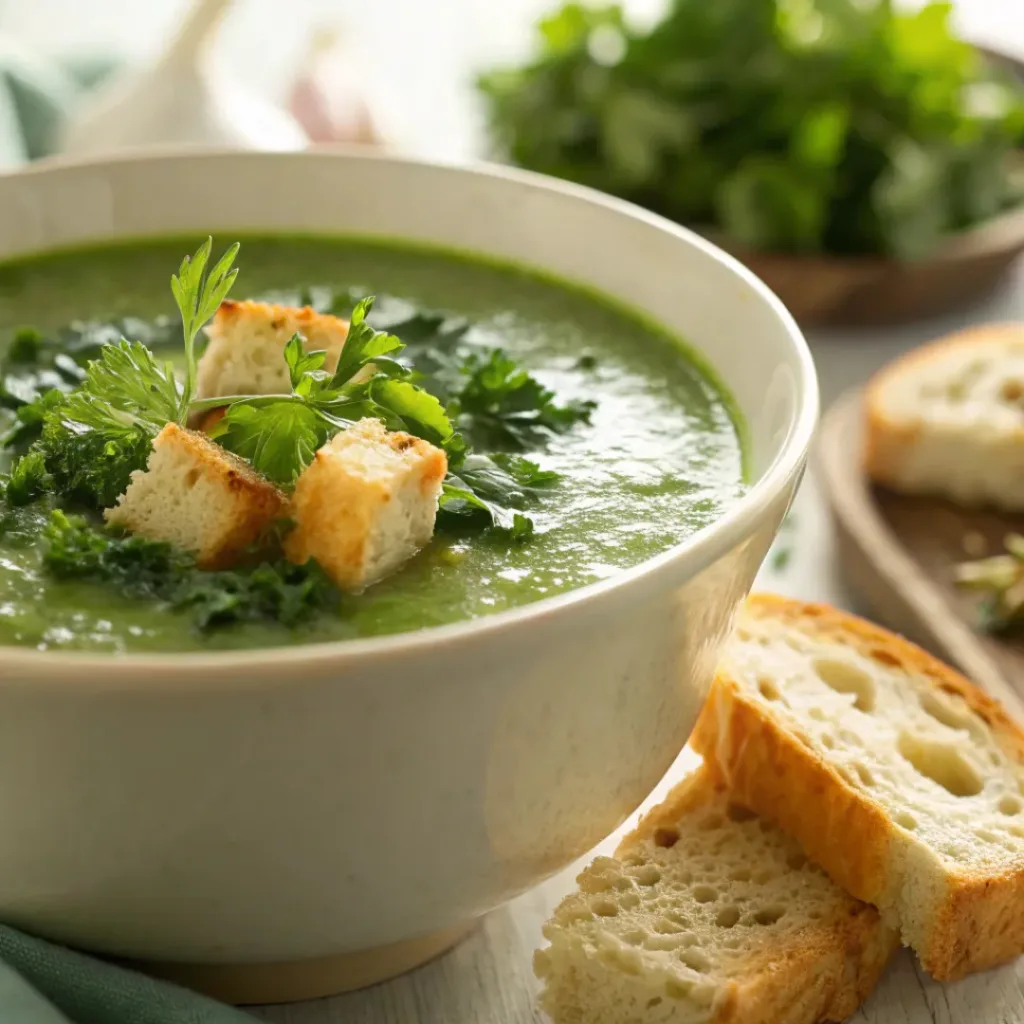 Green Herb Soup served with bread or croutons