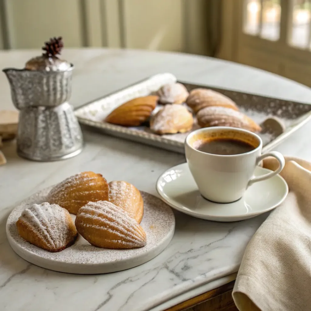 French madeleines served with coffee