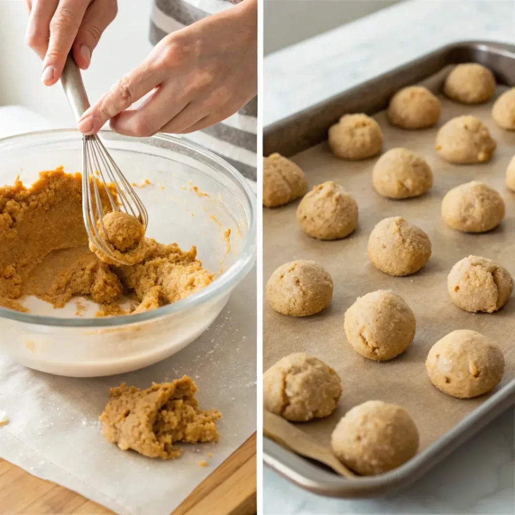 Soft and Delicious Peanut Butter Cookies 7 Collage showing steps for making Peanut Butter Cookies