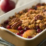Baked cranberry and apple crumble with pecan topping