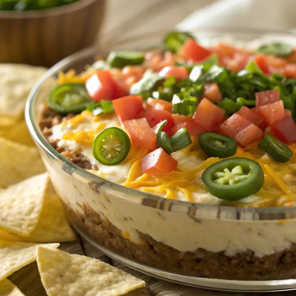 Cheesy Texas Trash Dip 8 Bowl of Texas Trash Dip served with tortilla chips
