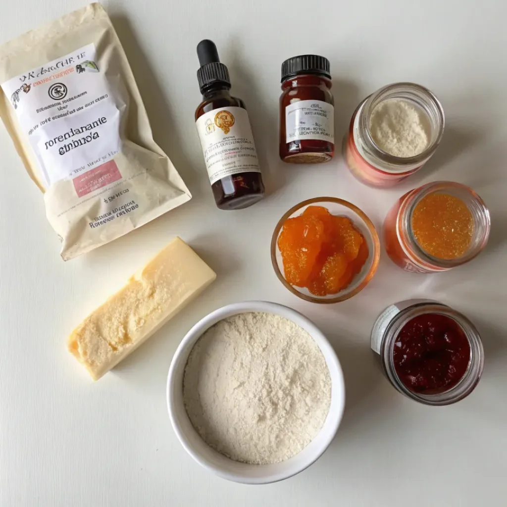 Classic Thumbprint Cookies – Buttery, Sweet, and Perfectly Festive 6 Flat lay of ingredients for thumbprint cookies