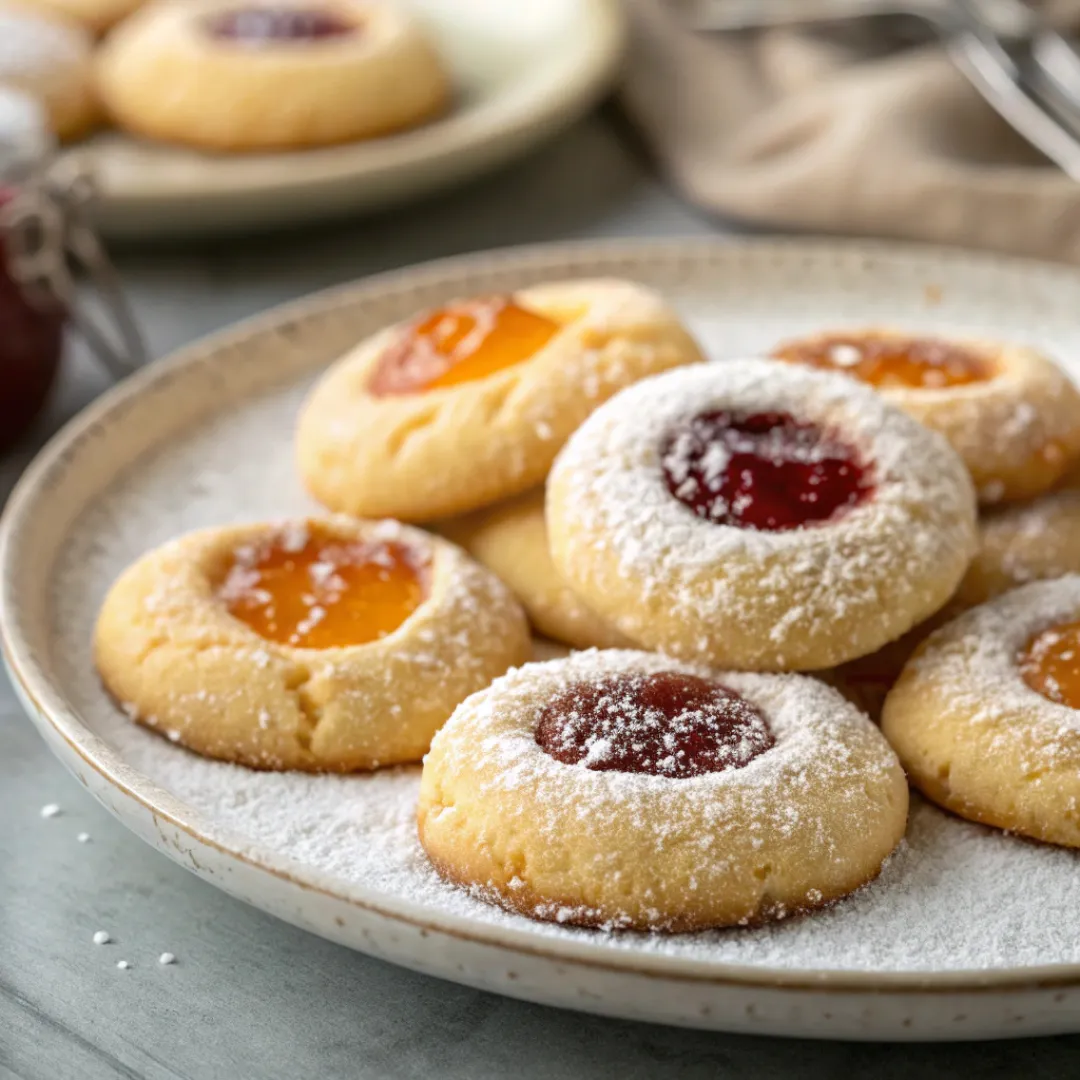 Buttery thumbprint cookies filled with jam