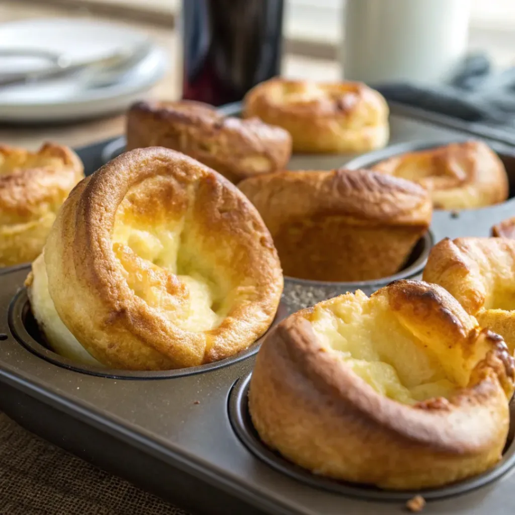 Golden, fluffy Yorkshire puddings fresh from the oven