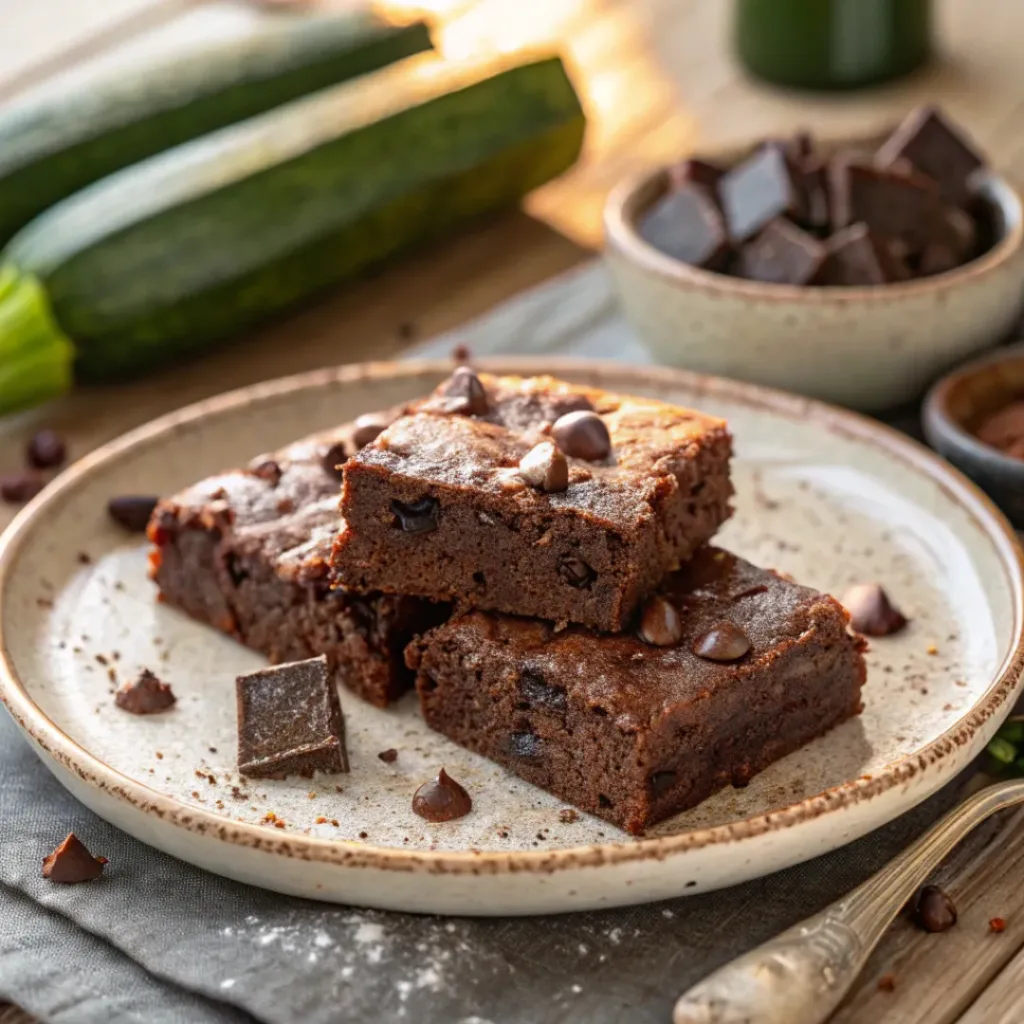 Zucchini Brownies Ready to Serve