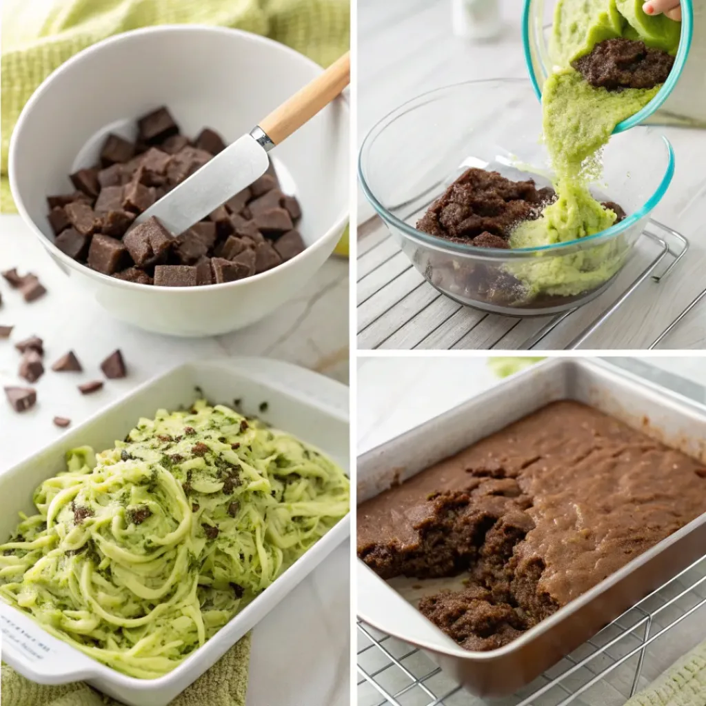 Collage of making Zucchini Brownies