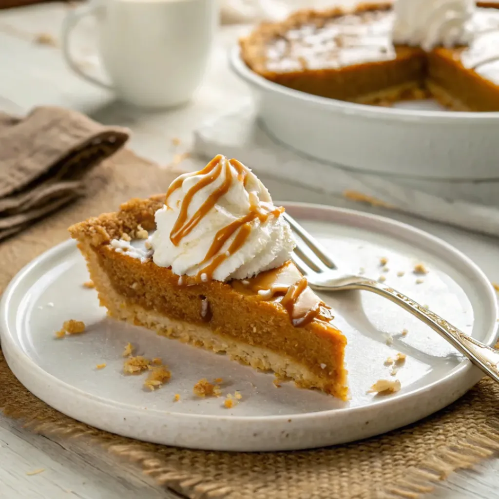 Slice of decadent Salted Caramel Pie ready to enjoy