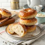 3 Ingredient Bagels stacked on a plate