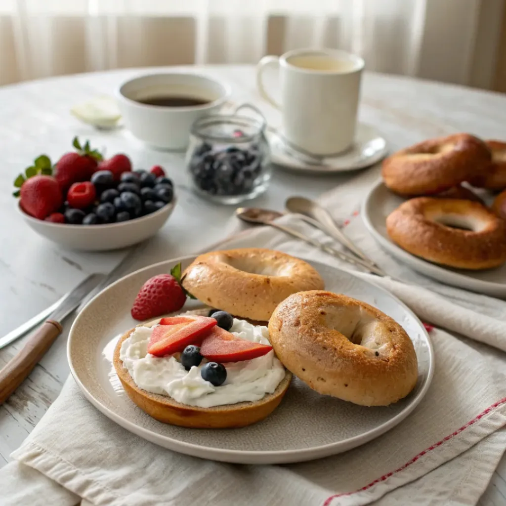 3 Ingredient Bagels served with cream cheese