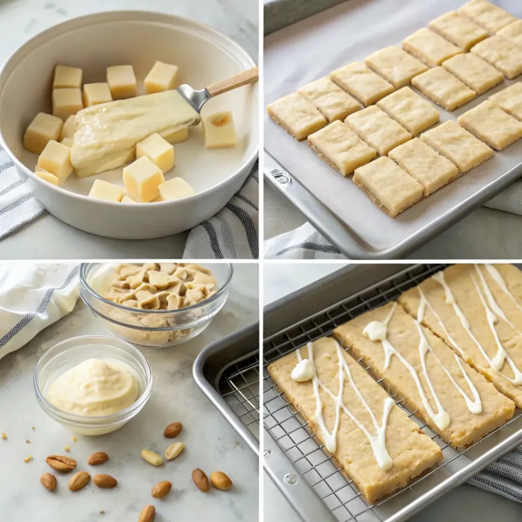 Almond Marzipan Cookie Bars – Soft, Chewy & Rich Almond Flavor 7 Step-by-step collage of making almond marzipan cookie bars