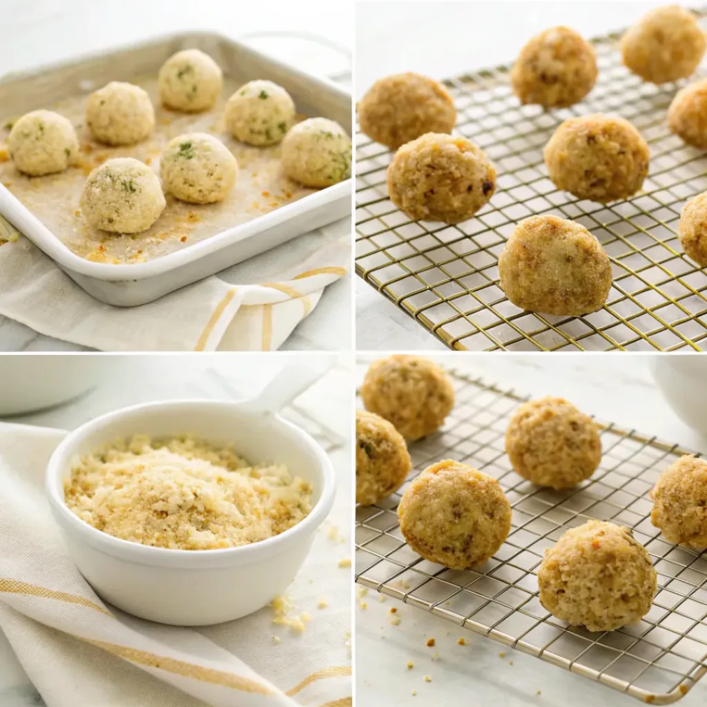 Collage of making Baked Arancini
