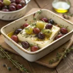 Baked feta with roasted grapes appetizer