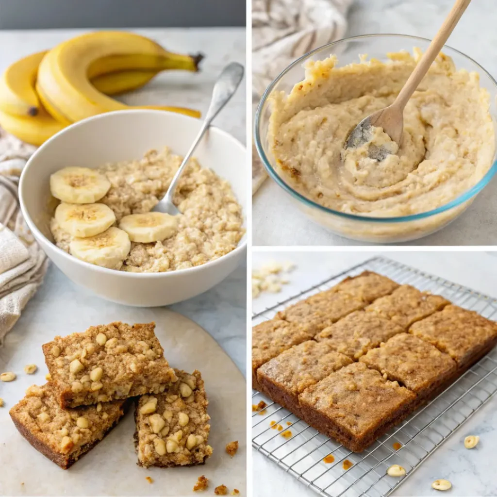 Step-by-step banana oatmeal bars process