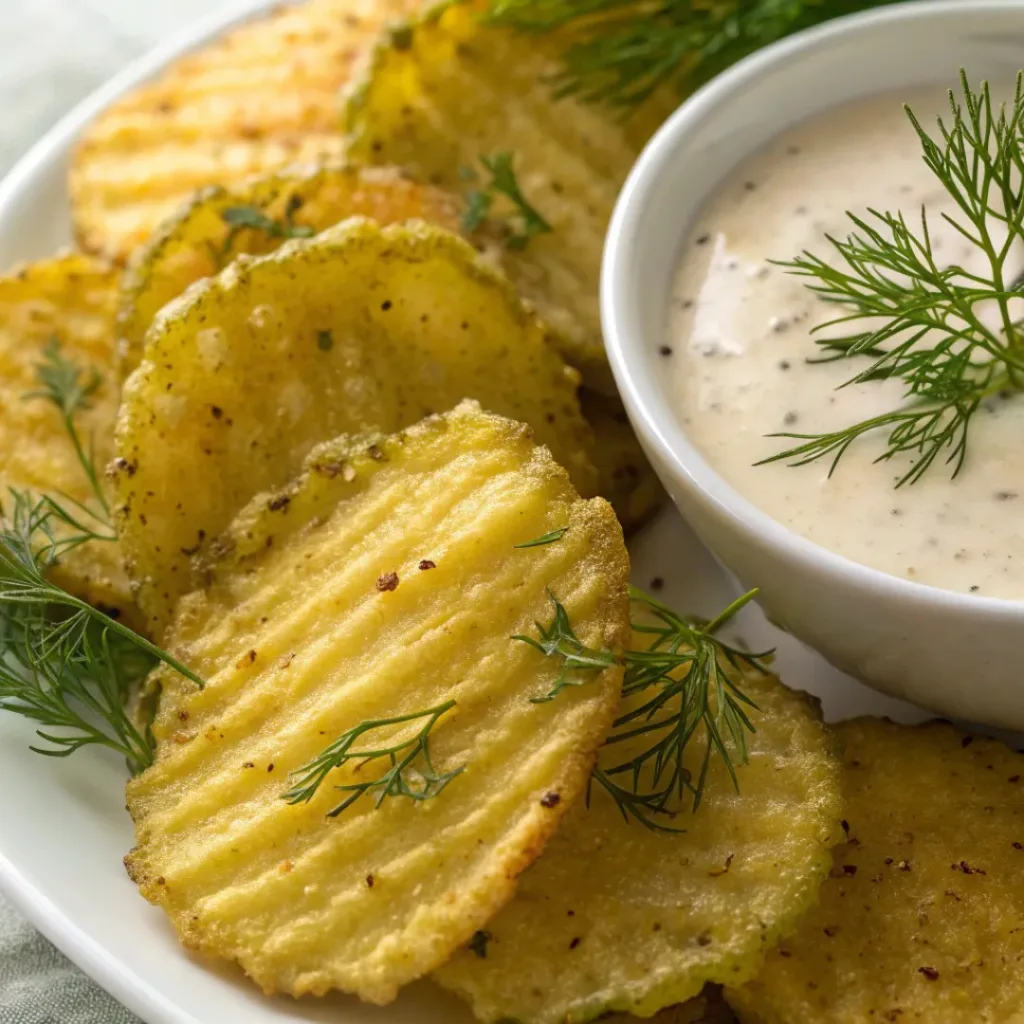 Crispy Cheesy Dill Pickle Chips 8 Served Cheesy Dill Pickle Chips