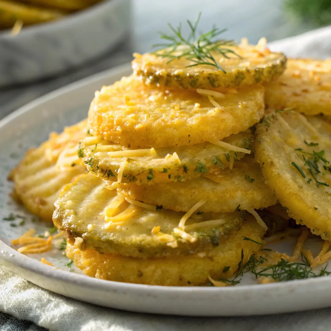 Cheesy Dill Pickle Chips on plate