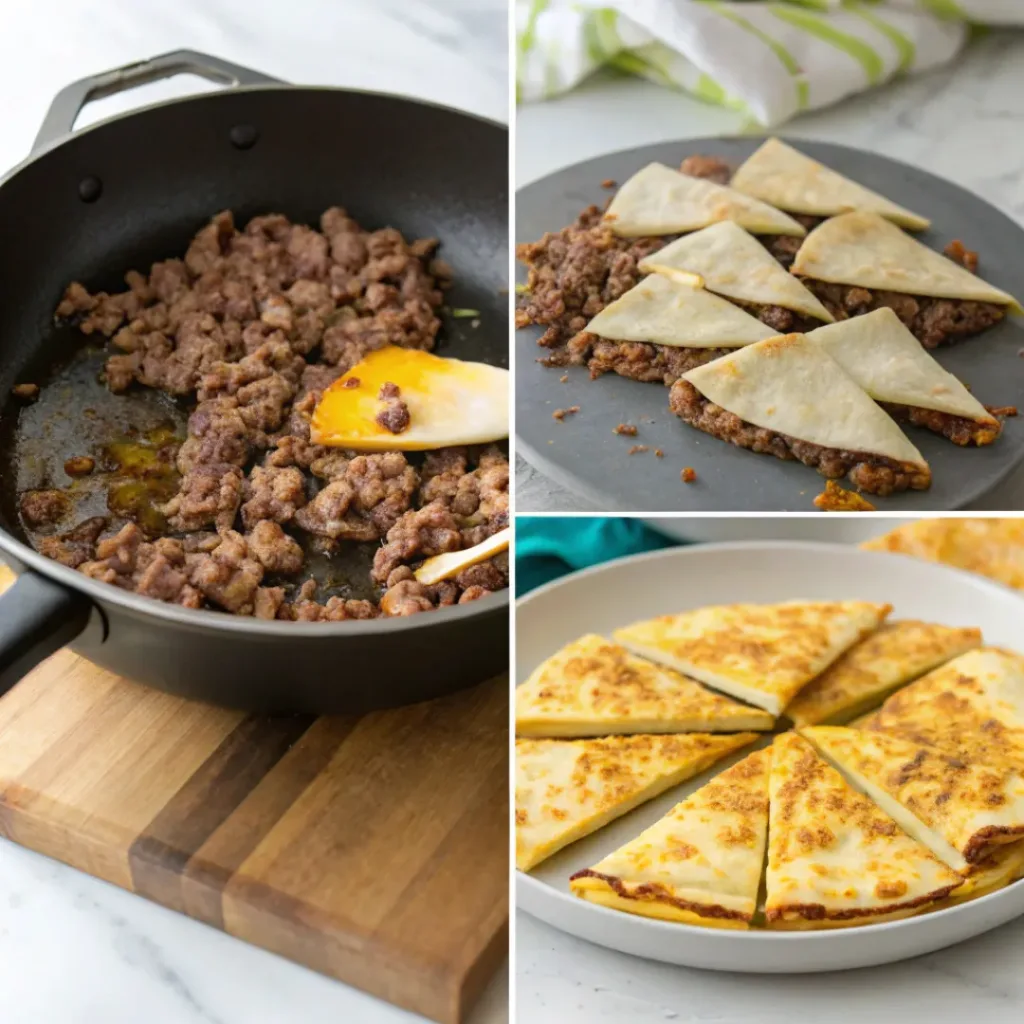Cheesy Ground Beef Quesadillas – Quick & Family Favorite 7 Step-by-step Cheesy Ground Beef Quesadillas process
