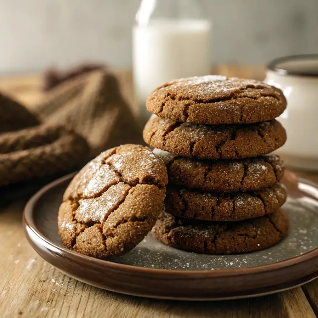 Chewy molasses cookies with crackled tops