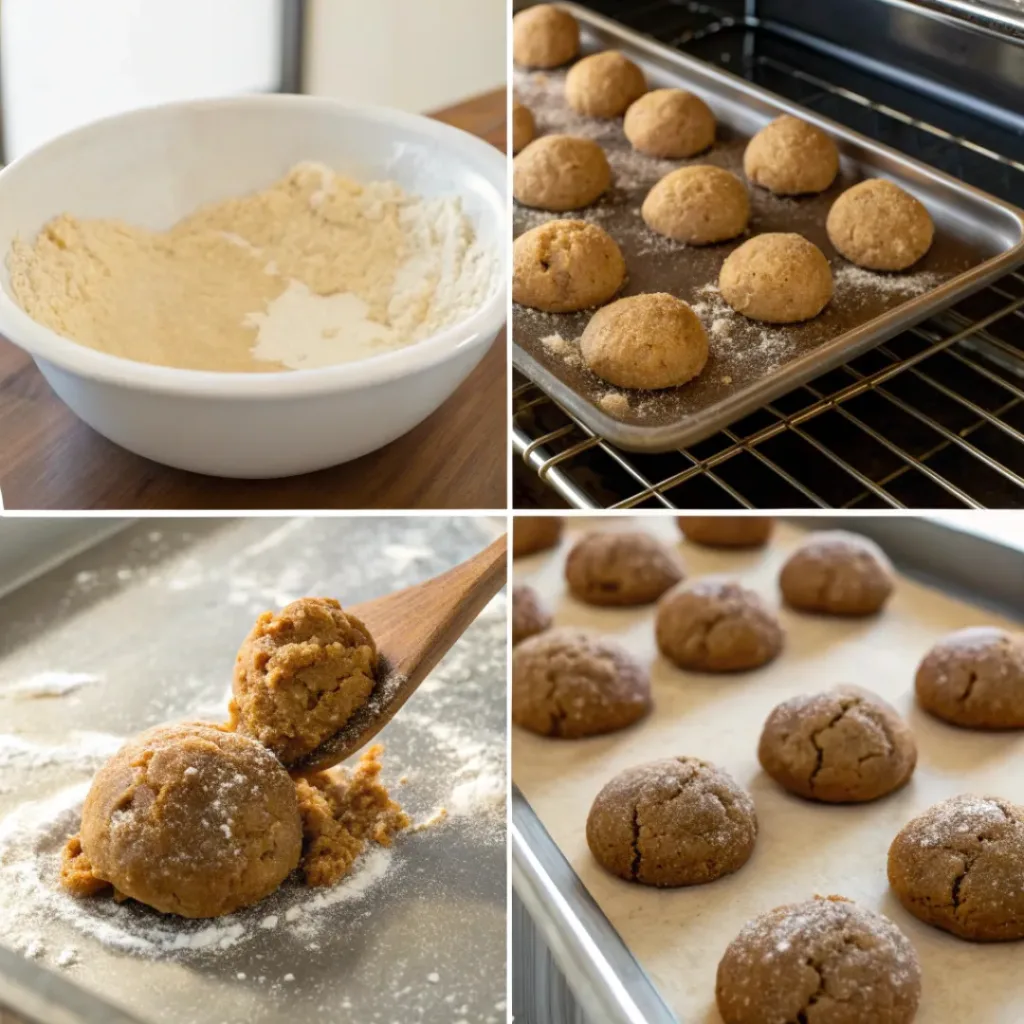 Step-by-step chewy molasses cookies process
