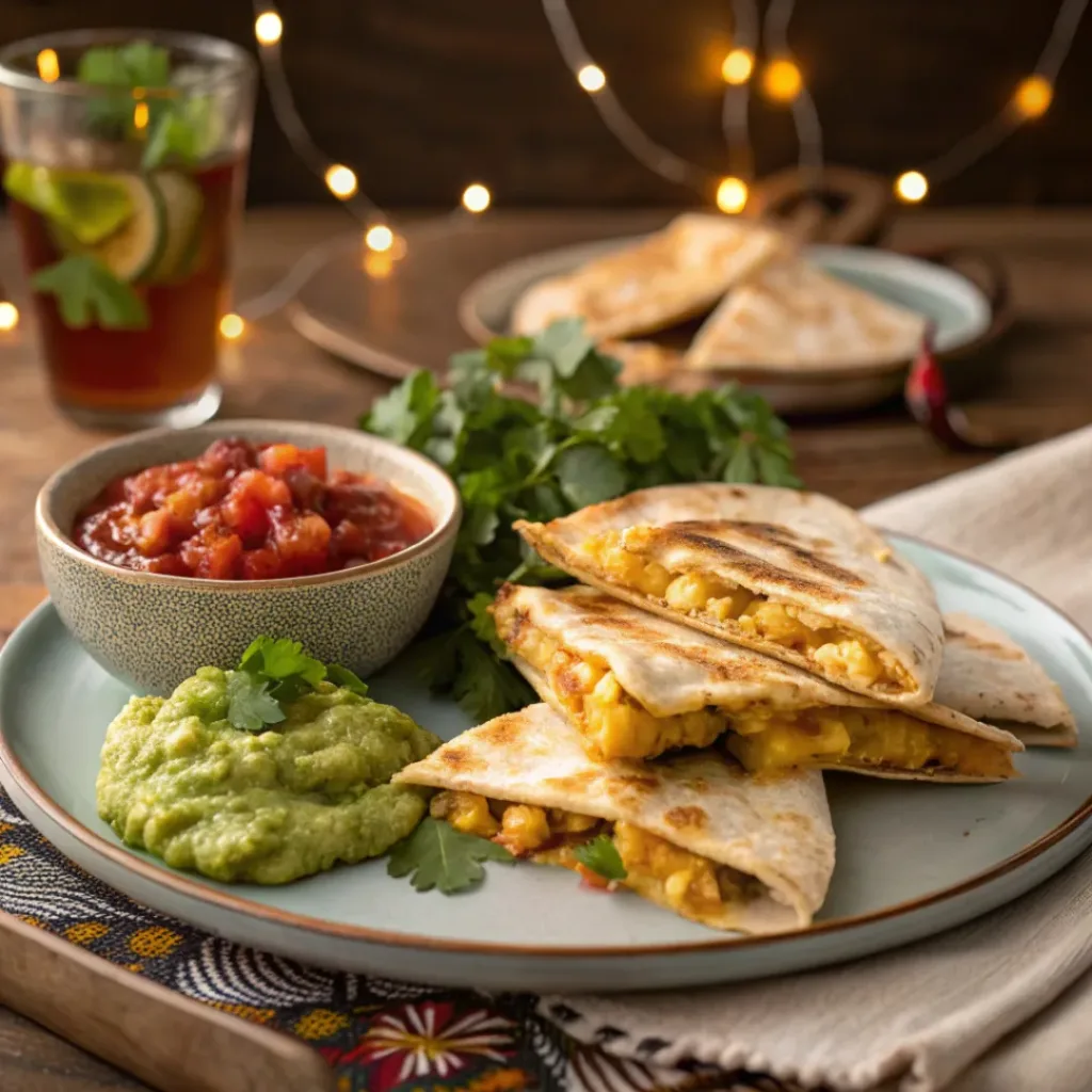 Crispy Chicken Quesadillas Loaded with Cheese 8 Cheesy Chicken Quesadillas served with guacamole