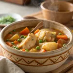 Chicken stew with vegetables in a bowl