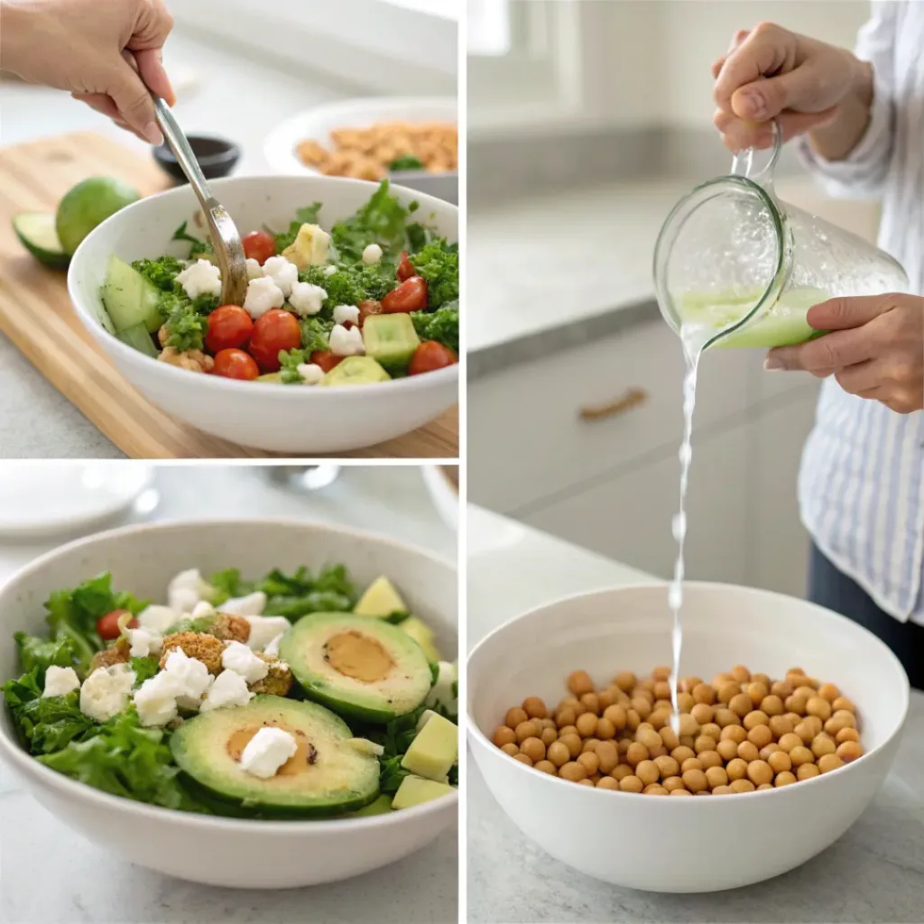 Step-by-step Chickpea Feta Avocado Salad