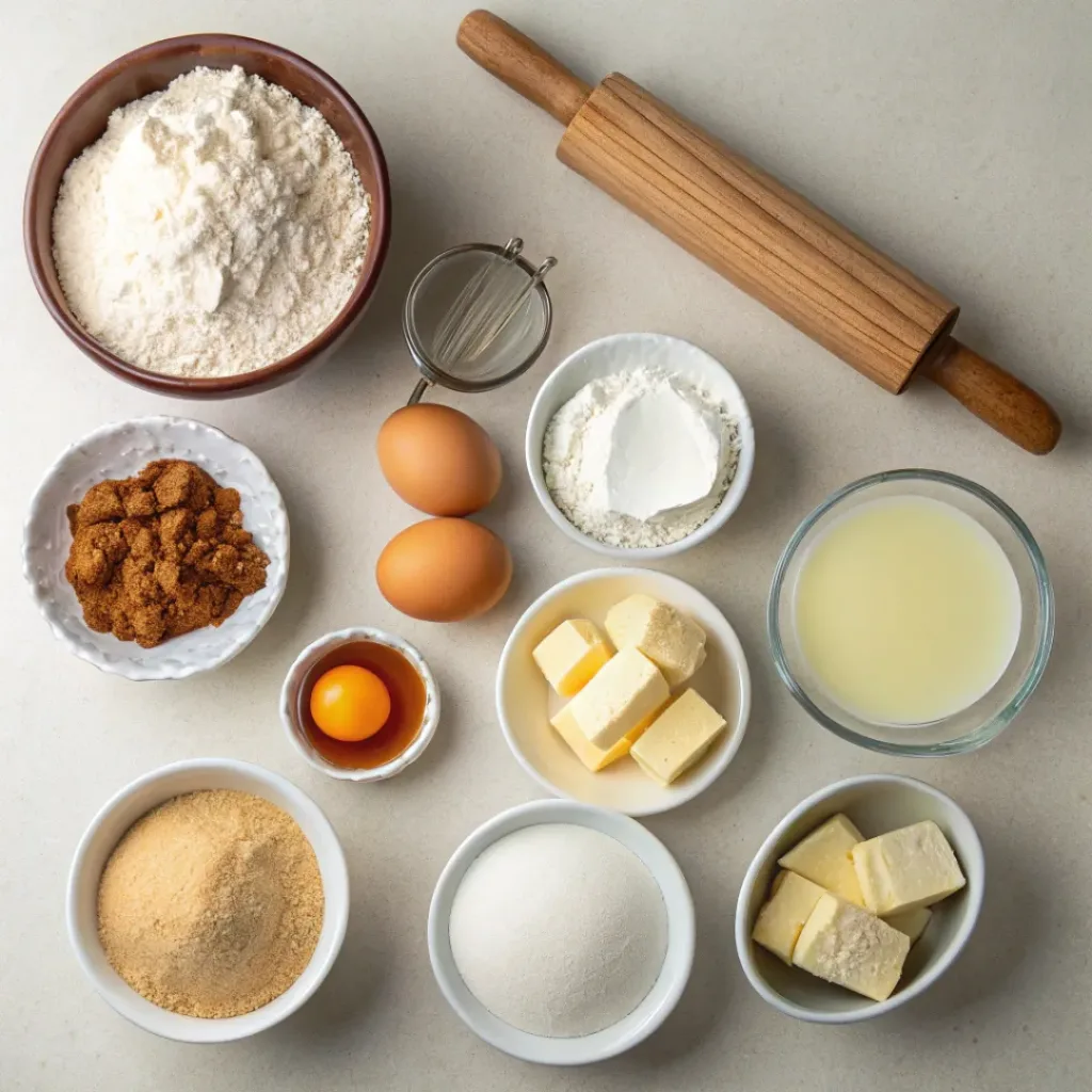 Homemade Beaver Tails – Crispy Canadian Treat 6 Classic Beaver Tails ingredients flat lay