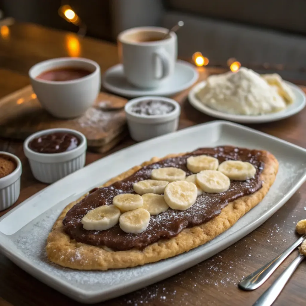 Homemade Beaver Tails – Crispy Canadian Treat 8 Classic Beaver Tails served with chocolate and bananas
