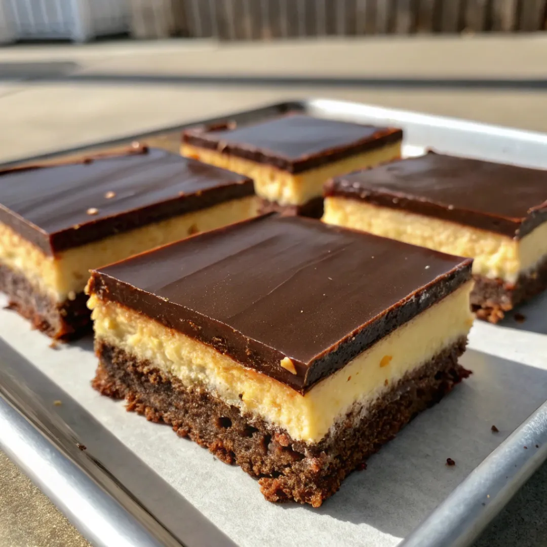 Classic Nanaimo Bars on tray