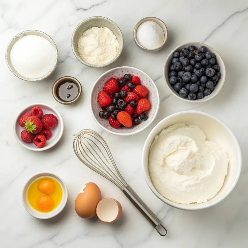 Pavlova ingredients flat lay