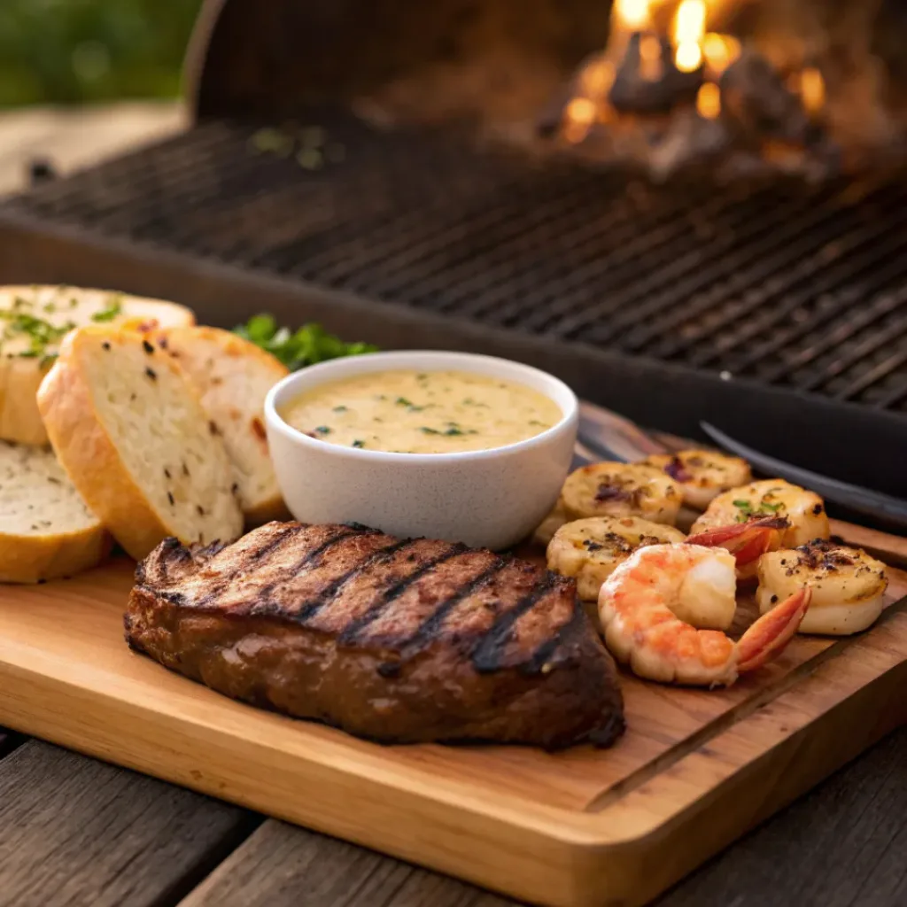 Cowboy Butter Sauce served with steak and bread
