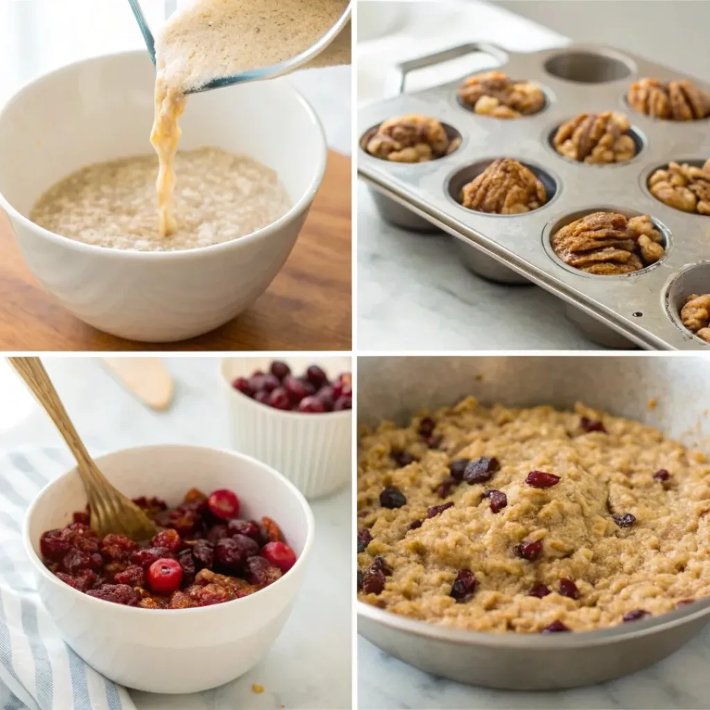 Step-by-step Cranberry Pecans Baked Oatmeal