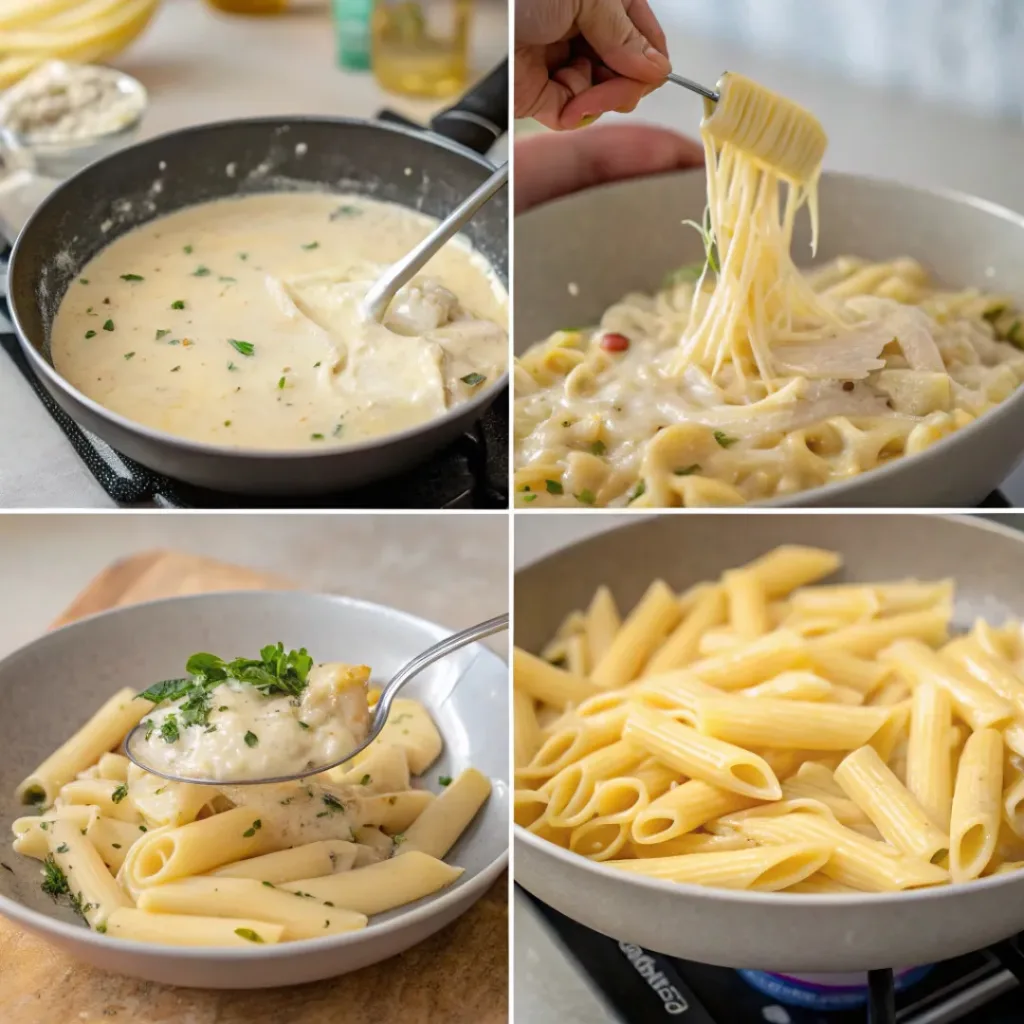 Creamy Penne Pasta – Rich, Easy & Comforting 7 Step-by-step creamy penne pasta process