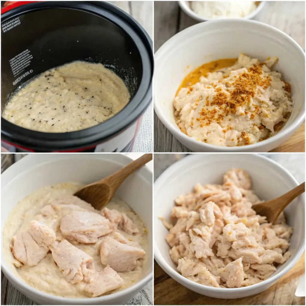 Step-by-step creamy crockpot crack chicken process