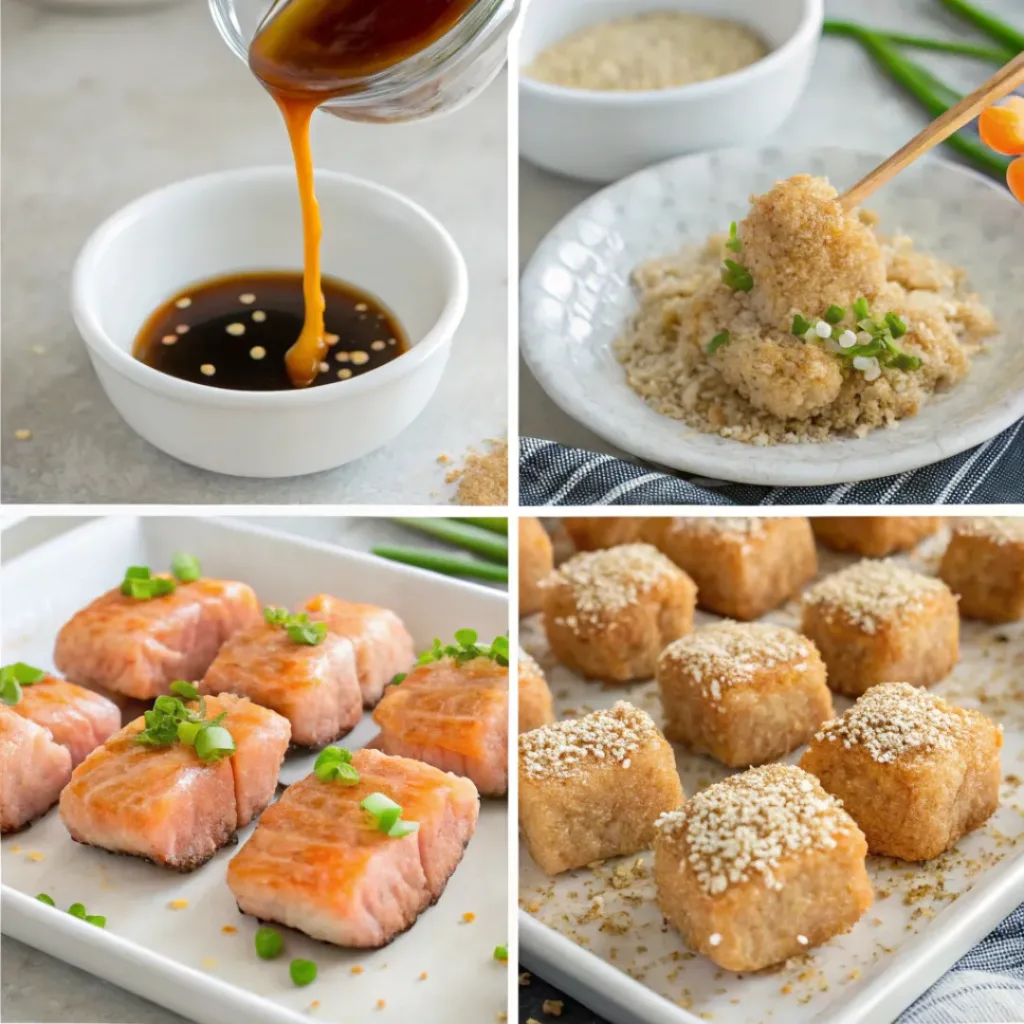 Step-by-step Crispy Bang Bang Salmon Bites process