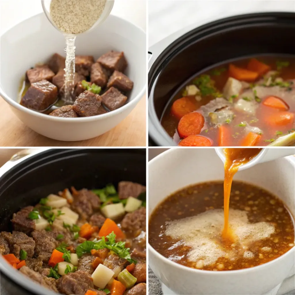 Step-by-step Crockpot Vegetable Beef Soup process