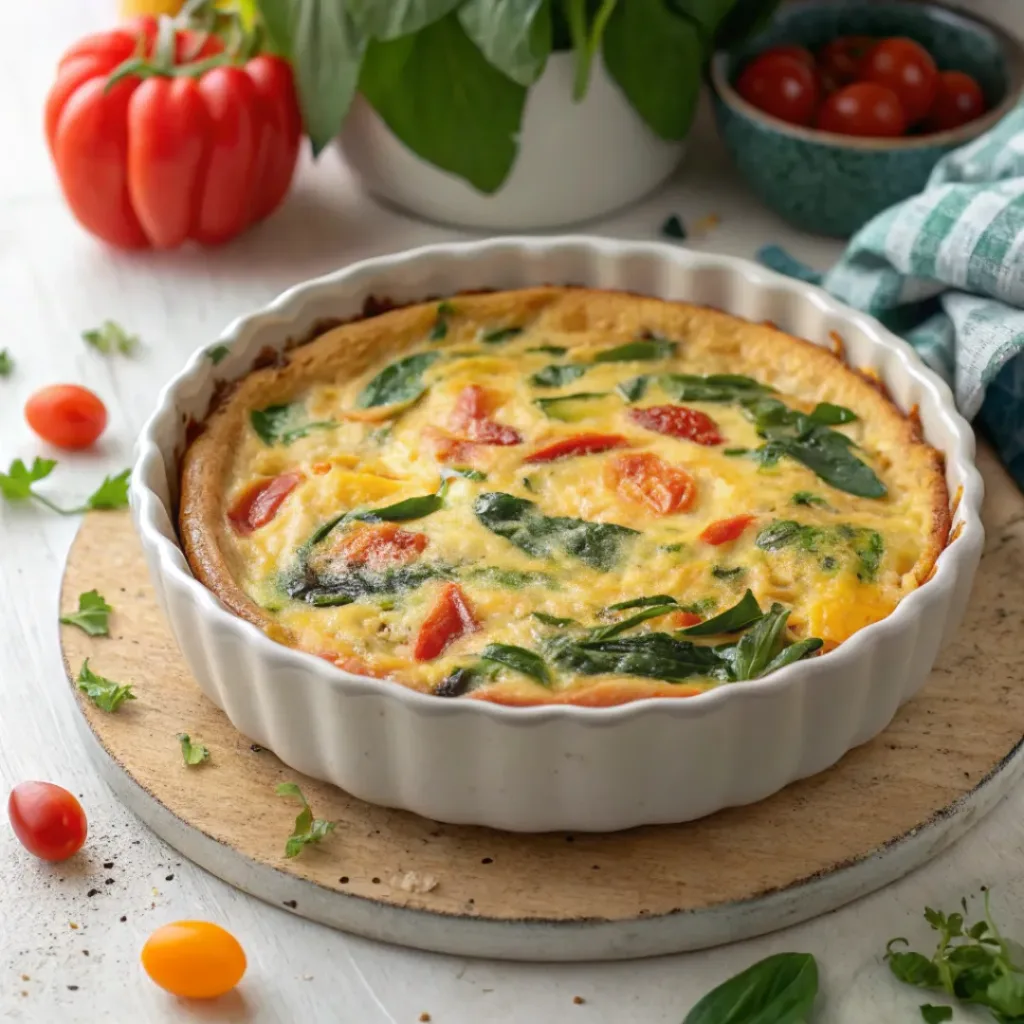 Crustless Egg Quiche in baking dish