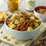 Dill Pickle Chex Mix in a bowl