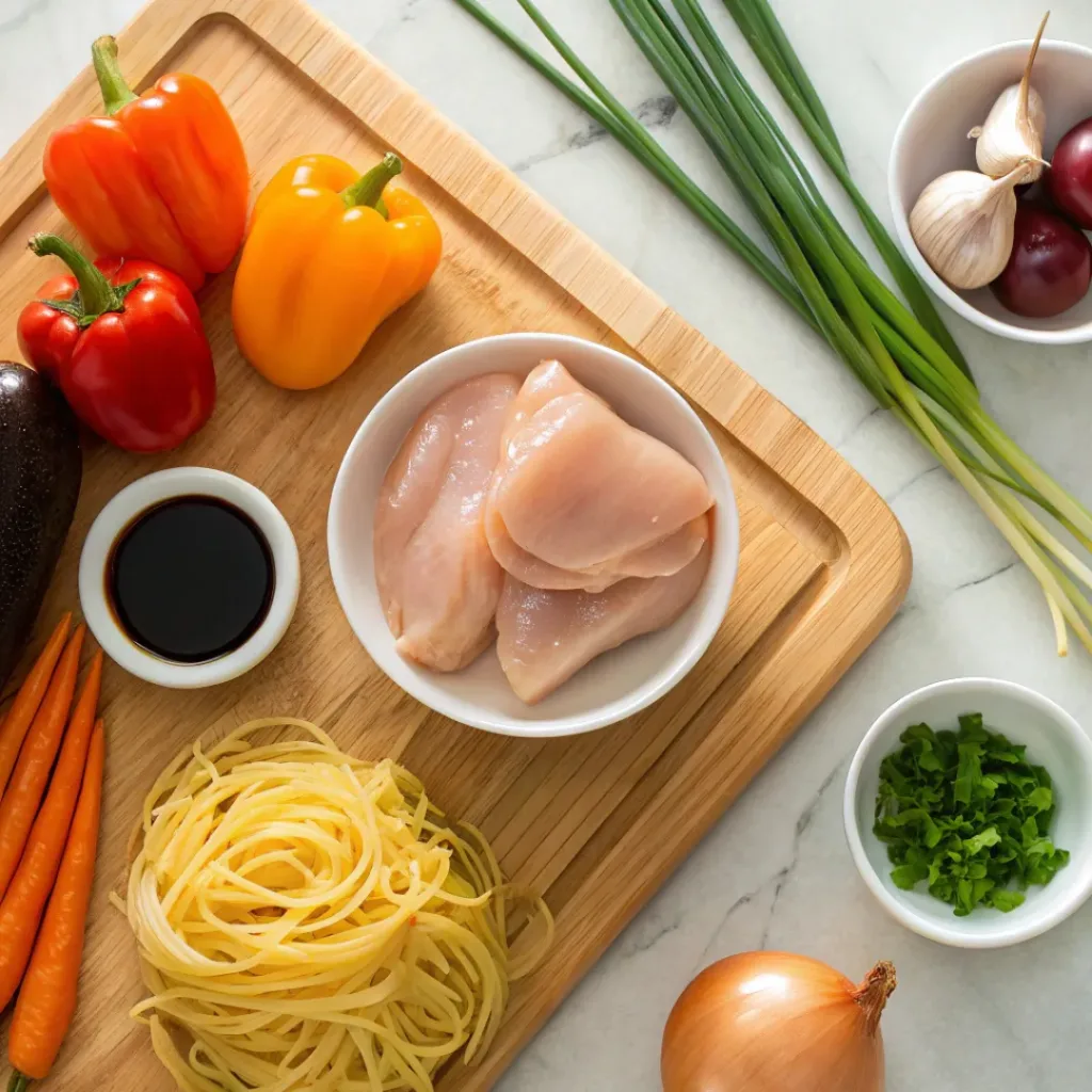 Easy Chicken Lo Mein – Quick, Flavorful Weeknight Dinner 6 Ingredients needed for Easy Chicken Lo Mein