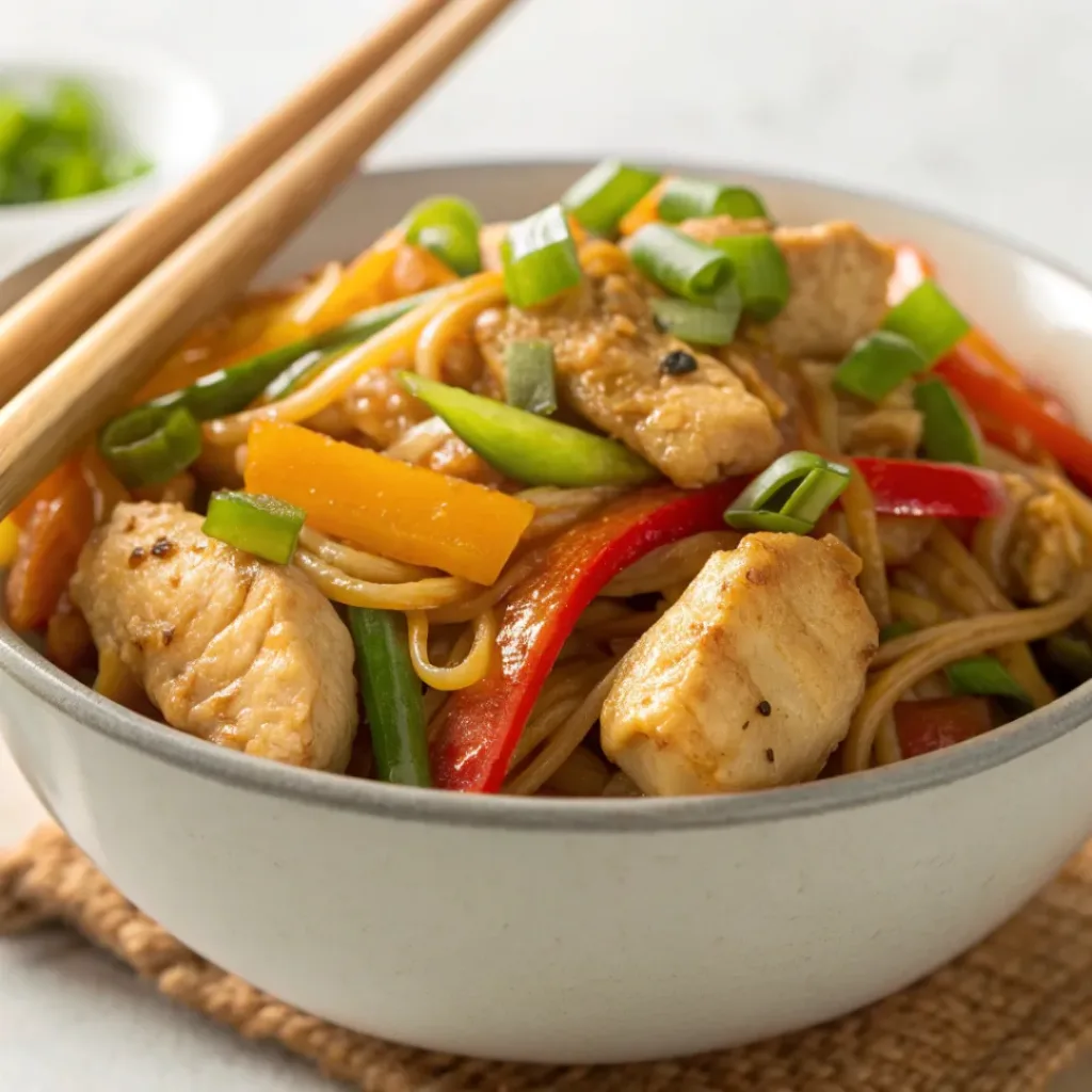 Easy Chicken Lo Mein – Quick, Flavorful Weeknight Dinner 8 Served Easy Chicken Lo Mein in bowl